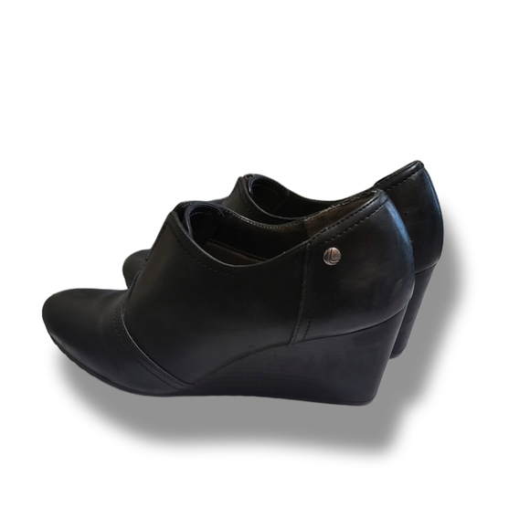 🌿LifeStride Women's 7.5M Soft System Womens Black Leather Wedge Booties - Picture 5 of 11